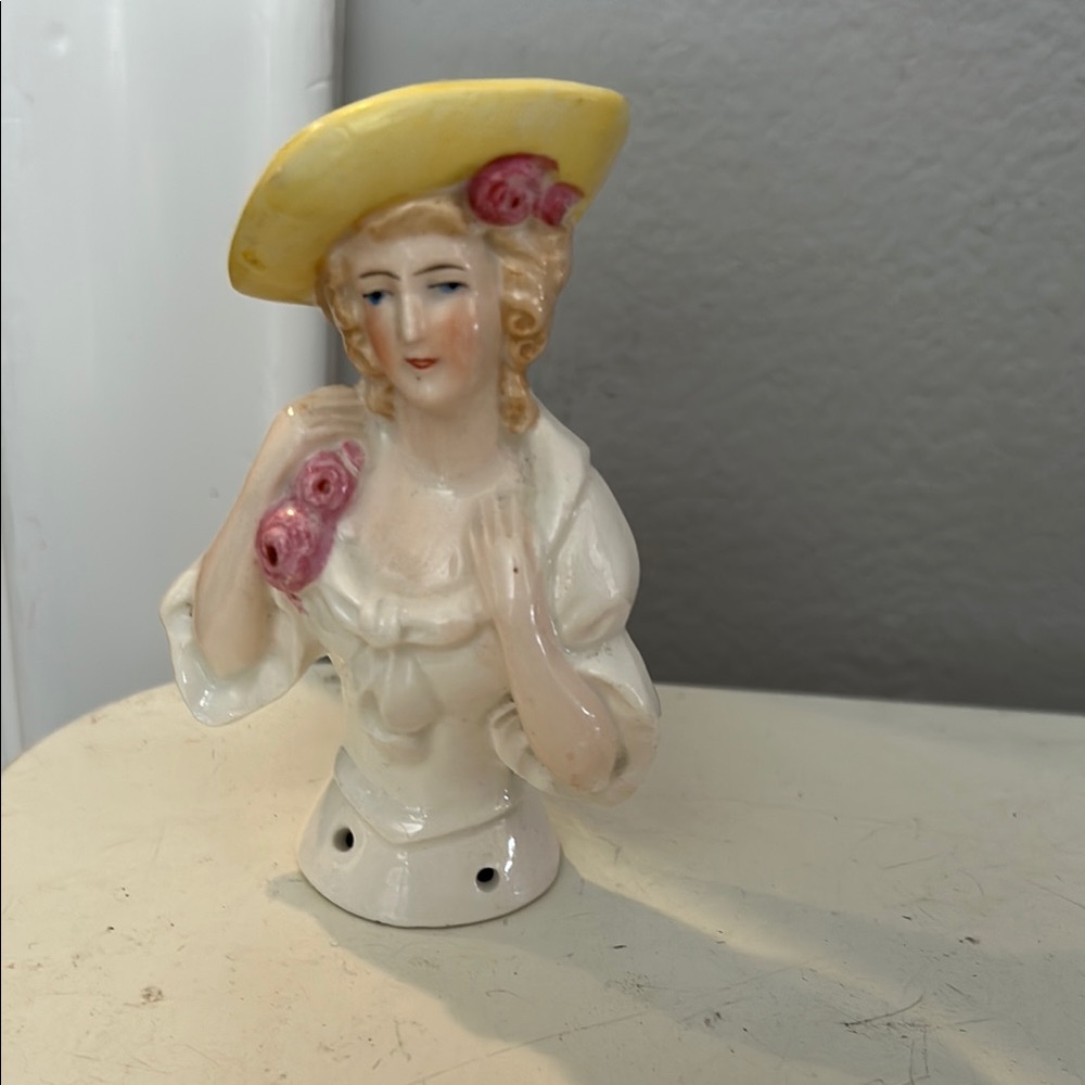 Vintage old Porcelain Lady half doll Figurine with Germany